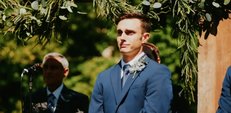 Same-sex wedding with confetti celebration