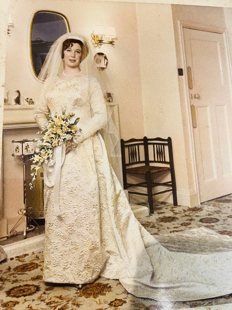 Vintage wedding portrait of a bride in lace