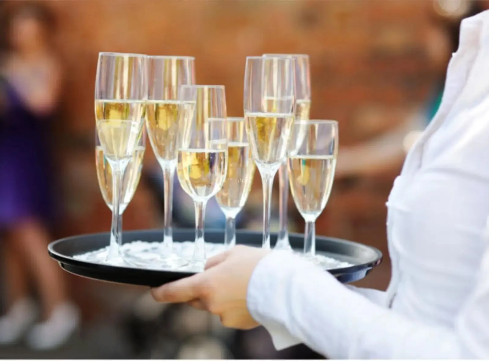 Tray of champagne glasses